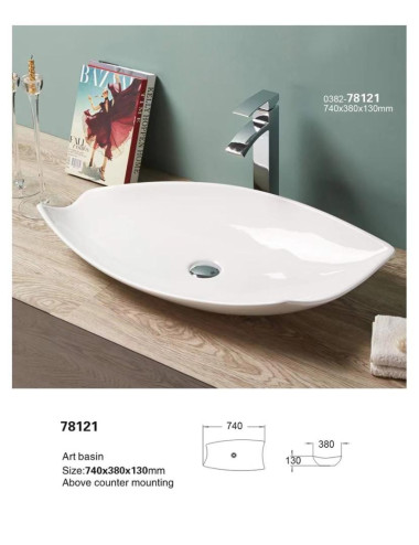 Vasque à poser céramique blanc brillant design 78121