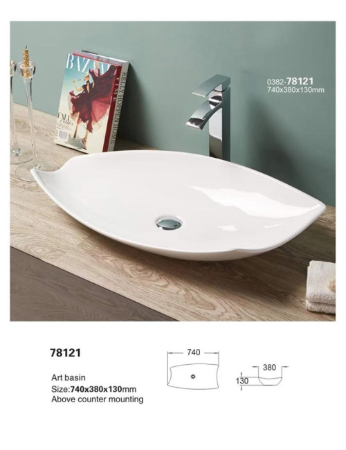 Vasque à poser céramique blanc brillant design 78121