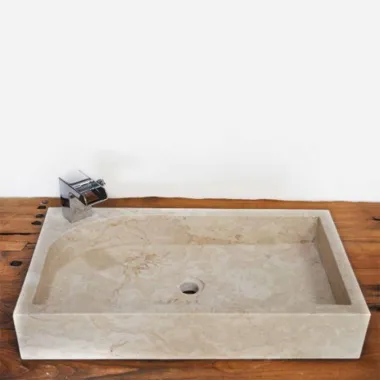 Vasque à poser en marbre 70x40x12 cm avec trou robinet
