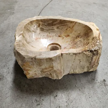 Vasque à poser 36x29 cm en bois fossilisé beige