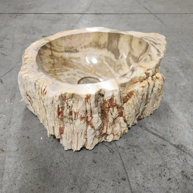 Vasque à poser 38x30 cm en bois fossilisé beige
