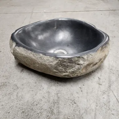 Vasque à poser en galet de rivière 43x36 cm (VASGAL35-042)