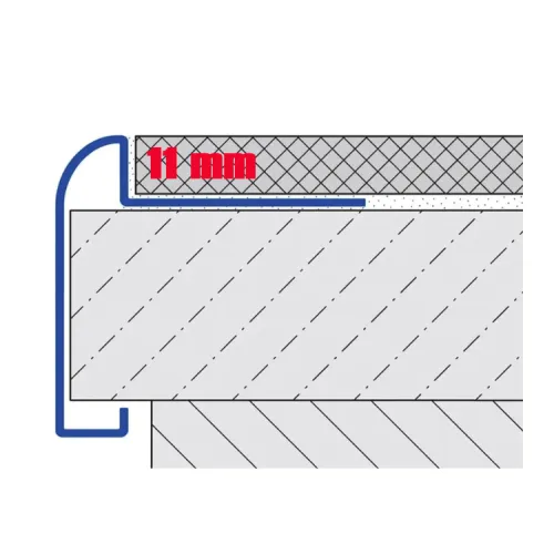 Profilé de finition plan de travail 11mm aluminium anodisé mat - L.250 cm