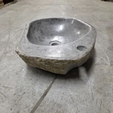 Vasque à poser en galet de rivière +  trou robinet L46x36 cm (VASQ45-061ATR)