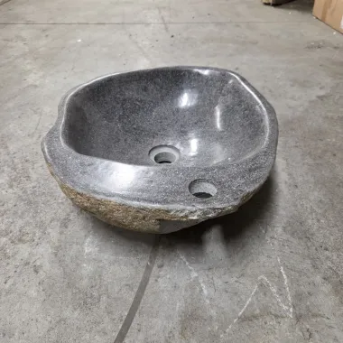Vasque à poser en galet de rivière +  trou robinet L46x39 cm (VASQ45-062ATR)