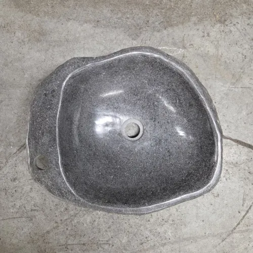 Vasque à poser en galet de rivière +  trou robinet L46x39 cm (VASQ45-062ATR)