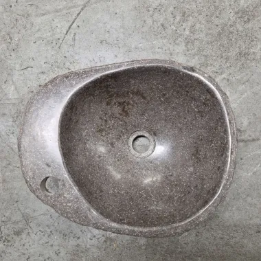 Vasque à poser en galet de rivière +  trou robinet L43x35 cm (VASQ45-064ATR)