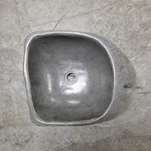 Vasque à poser en galet de rivière +  trou robinet L44x37 cm (VASQ45-065ATR)