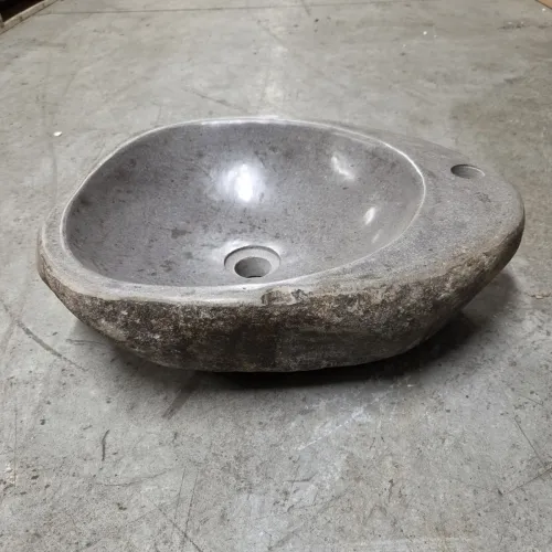 Vasque à poser en galet de rivière +  trou robinet L49x40 cm (VASQ45-067ATR)