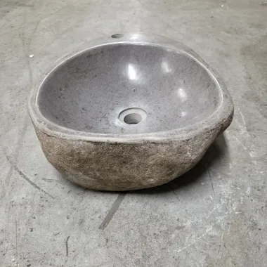 Vasque à poser en galet de rivière +  trou robinet L49x40 cm (VASQ45-067ATR)