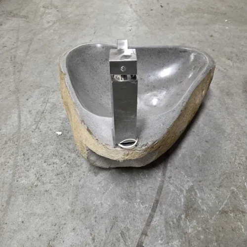Vasque à poser en galet de rivière +  trou robinet L44x45 cm (VASQ45-068ATR)