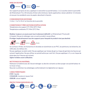 Traitement Hydrofuge minérale 1L (définitif) tous supports minéraux poreux