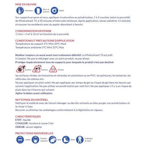 Traitement Hydrofuge minérale 1L (définitif) tous supports minéraux poreux