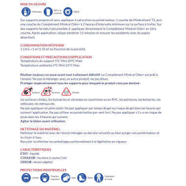 Traitement complément Oléofuge minérale 1L (définitif) tous supports minéraux poreux