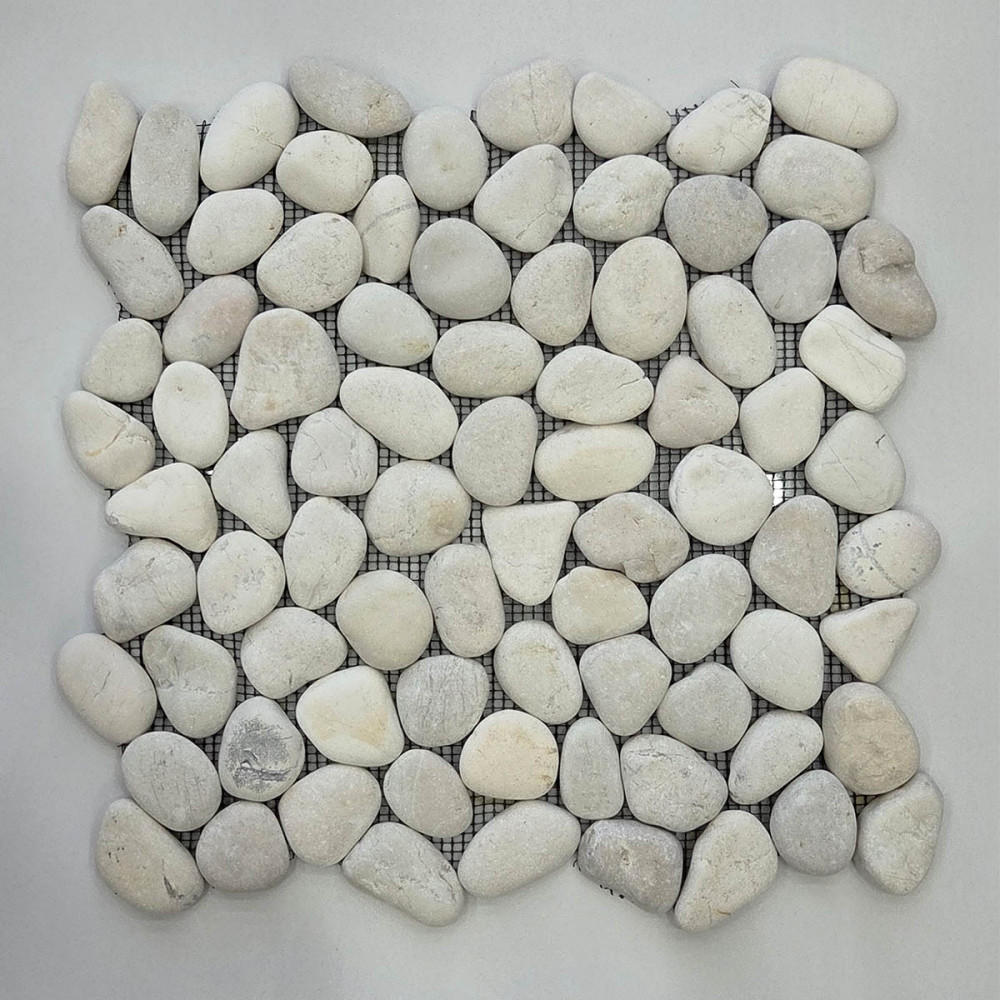 Mosaïque en galet 30 x 30 cm blanc